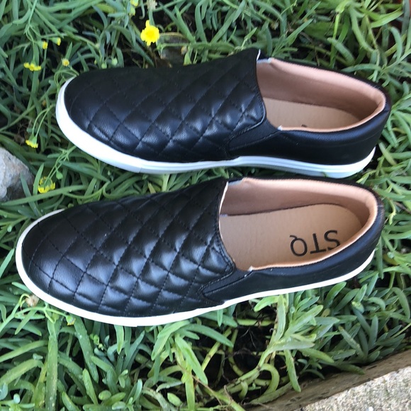 STQ, Black , Low Top, Slip On, Synthetic Leather, Loafer, Fashion Sneaker, SZ 10 - Picture 2 of 6